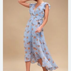 ASTR Floral Blue Maxi Dress